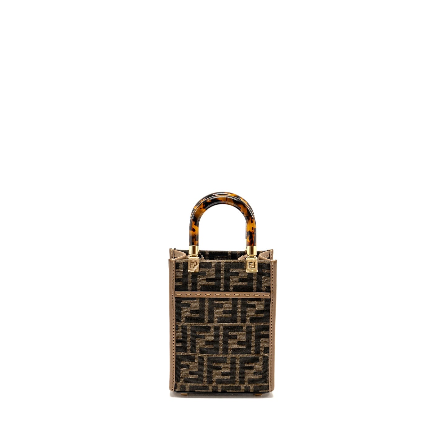 Fendi Mini Sunshine Shopper Purse Canvas/Calfskin Brown