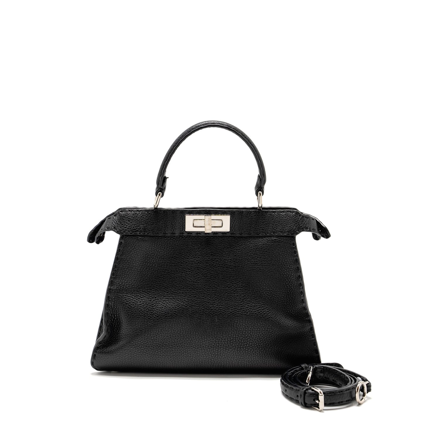 Fendi Medium Peekaboo Purse Calfskin Black