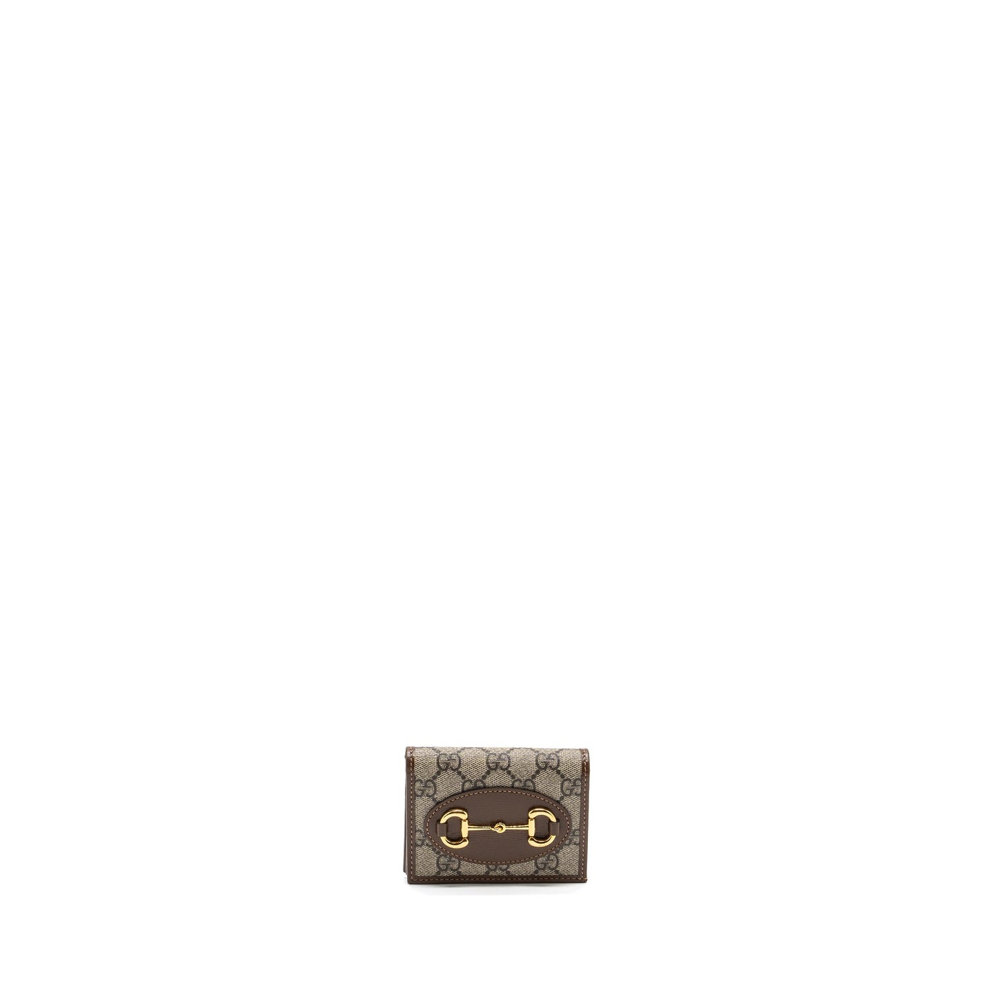 Gucci Horsebit 1955 Card Case Wallet Supreme Canvas/ Calfskin Brown