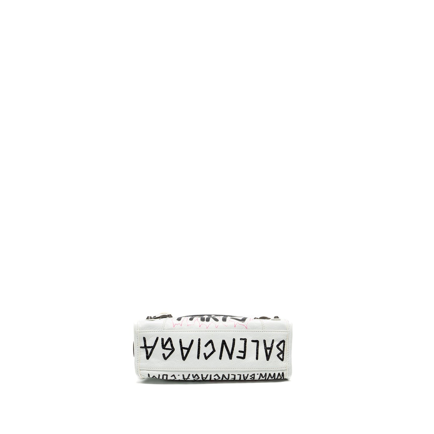 Balenciaga City Graffiti Classic Studs Purse leather white / pink/ black with black hardware