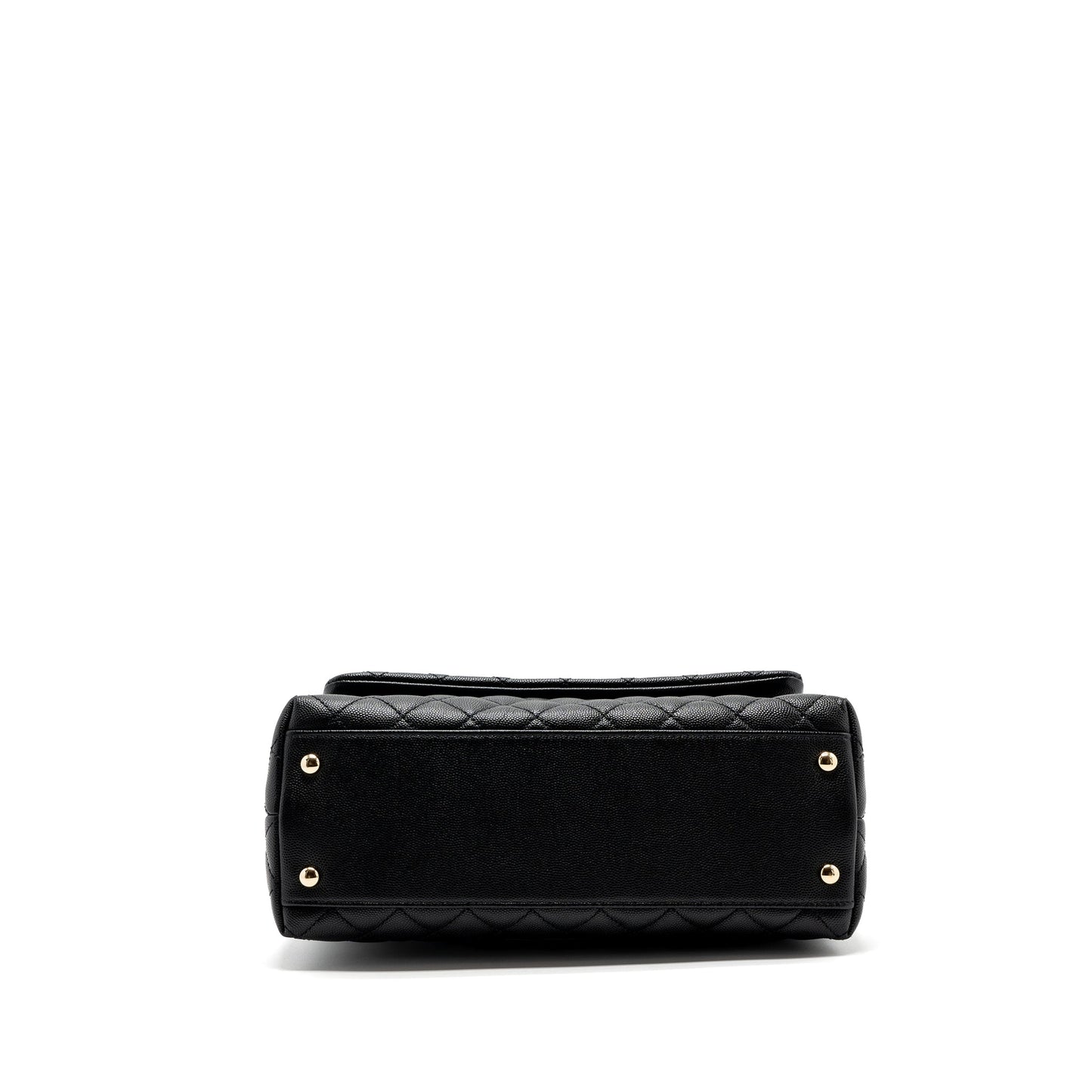 Chanel Medium Coco Handle Flap Bag Lizard Embossed Handle Caviar Black LGHW