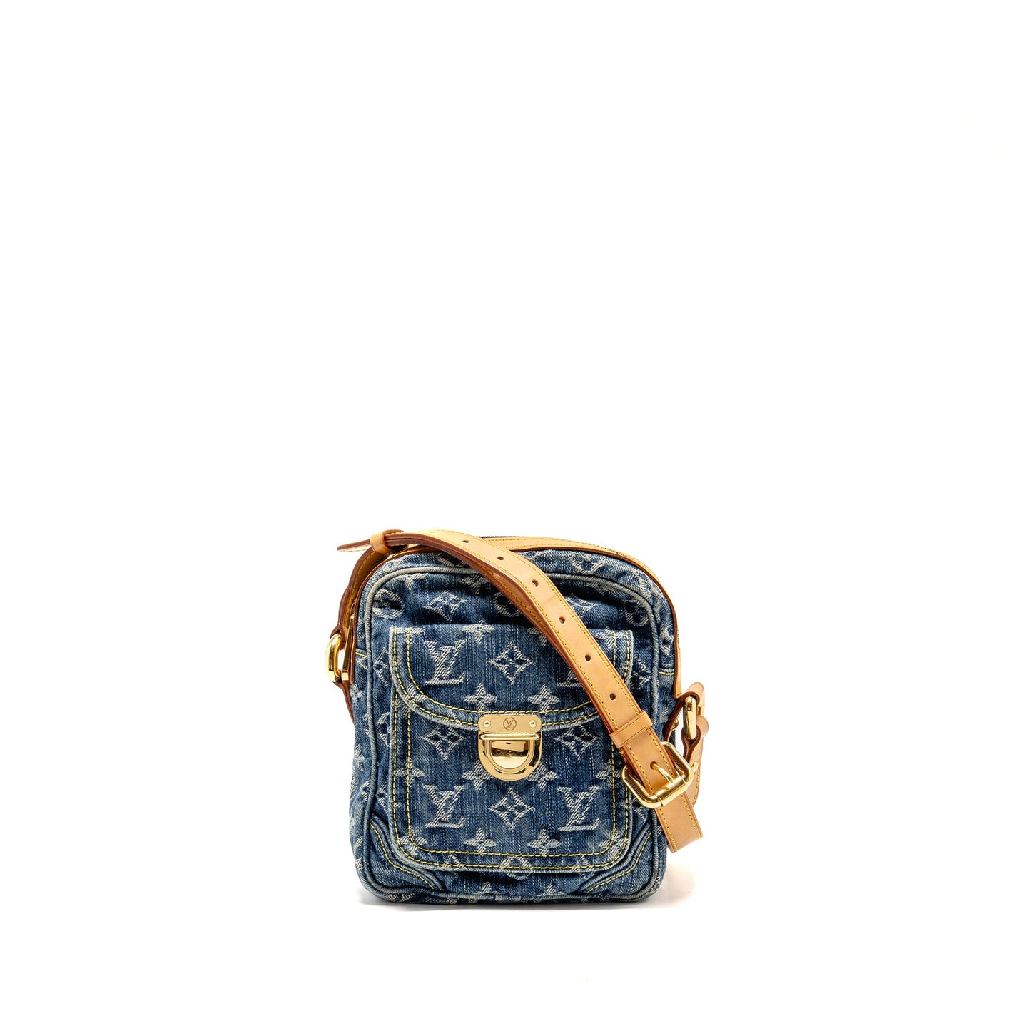 Louis Vuitton Vintage Denim Camera Purse Monogram Blue Denim