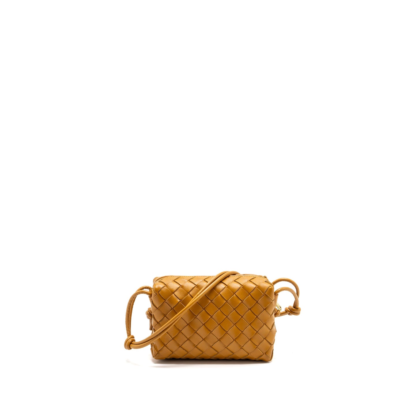 Bottega Veneta Mini Loop Camera Purse Lambskin Caramel