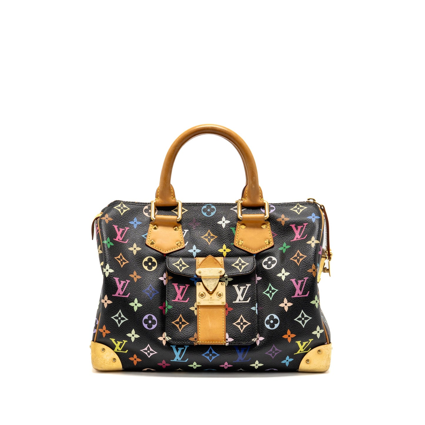 Louis Vuitton x Takashi Murakami Speedy 30 Limited Edition Multicoloured Monogram Canvas Black