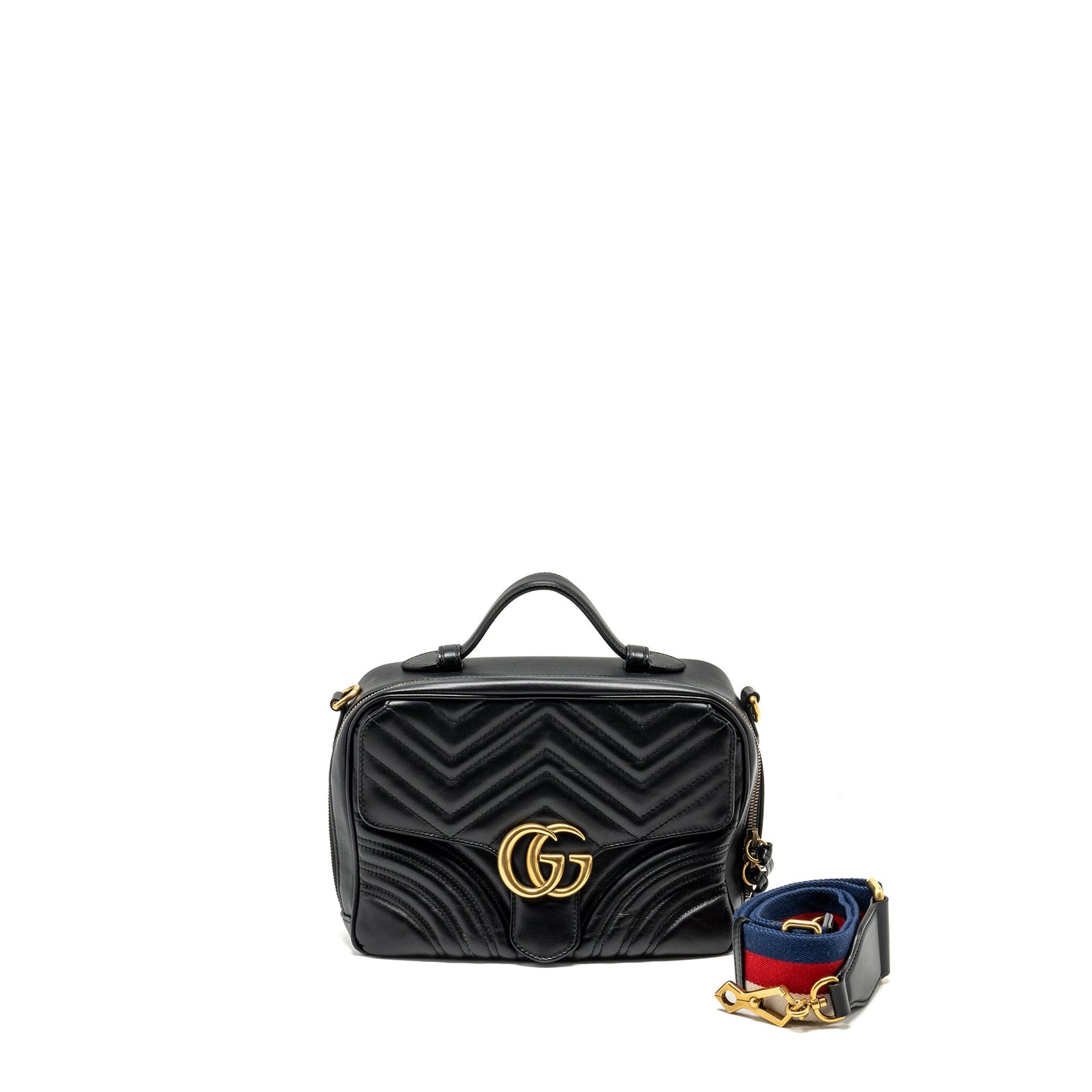 Gucci Marmont Zip Around Top handle camera Purse calfskin black