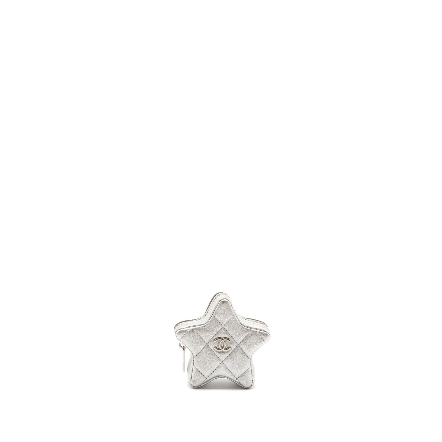 Chanel Star Coin Purse/Bag Charm Lambskin Silver SHW(microchip)