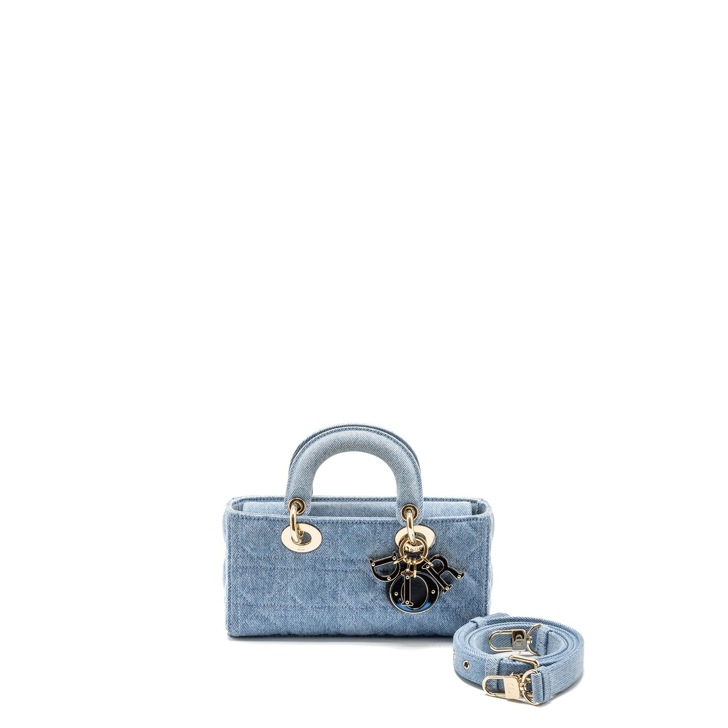 Small Lady D-joy Purse Macrocannage Denim Blue