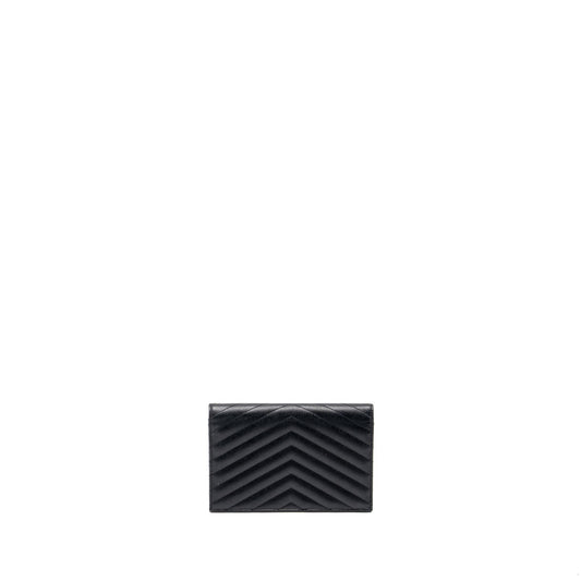 Saint Laurent Envelope Wallet on Chain Grained Calfskin Black