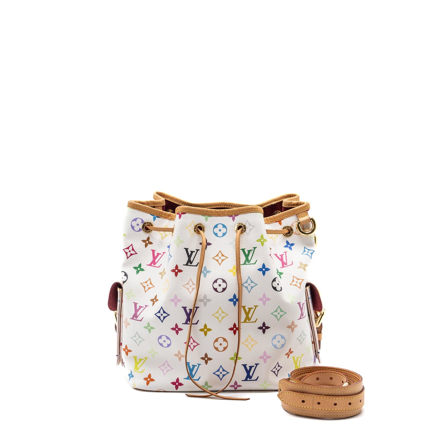 Louis Vuitton Vintage Petit Noe Mini Purse Multicolour Monogram Canvas White