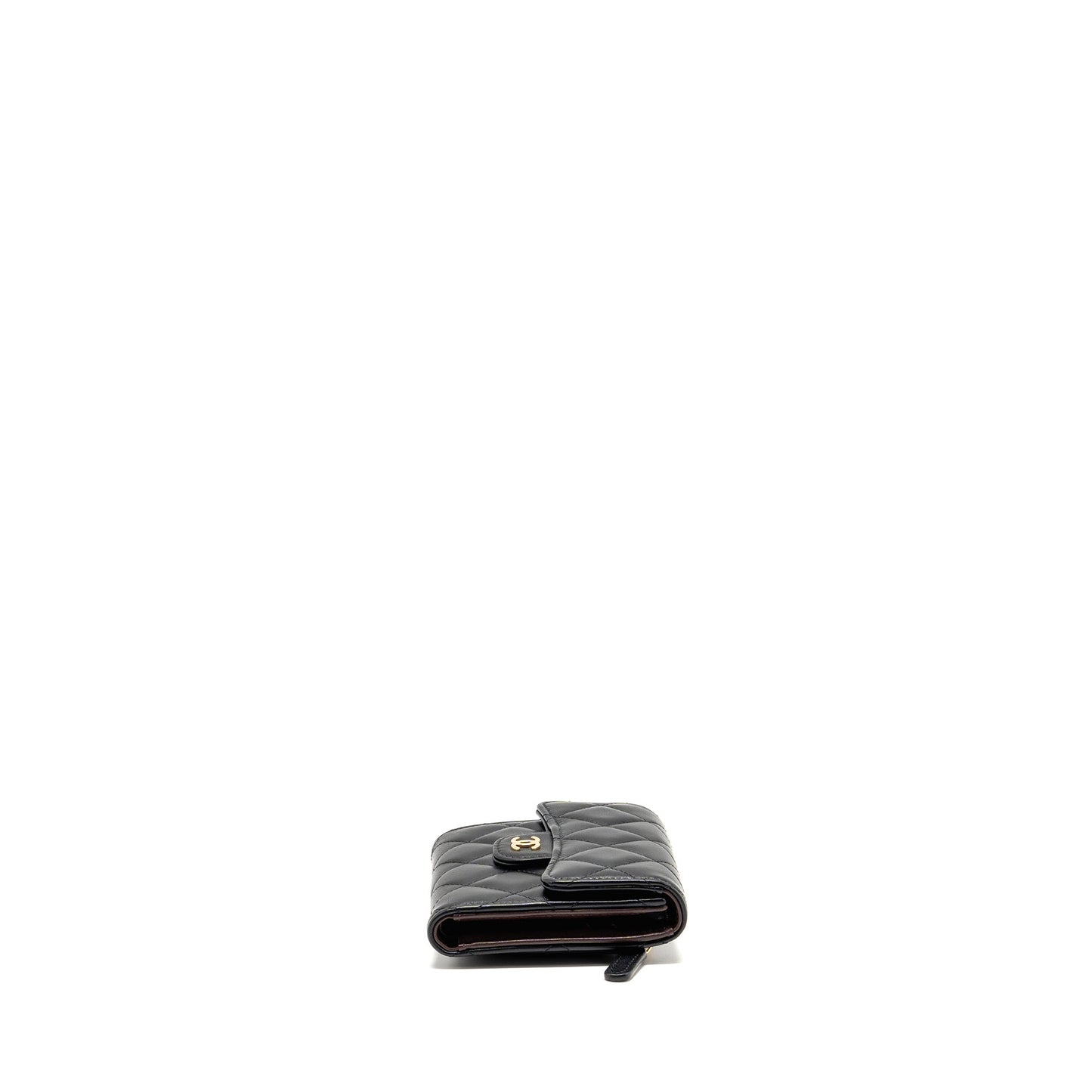 Chanel Small Classic Compact Wallet Lambskin Black LGHW (Microchip)