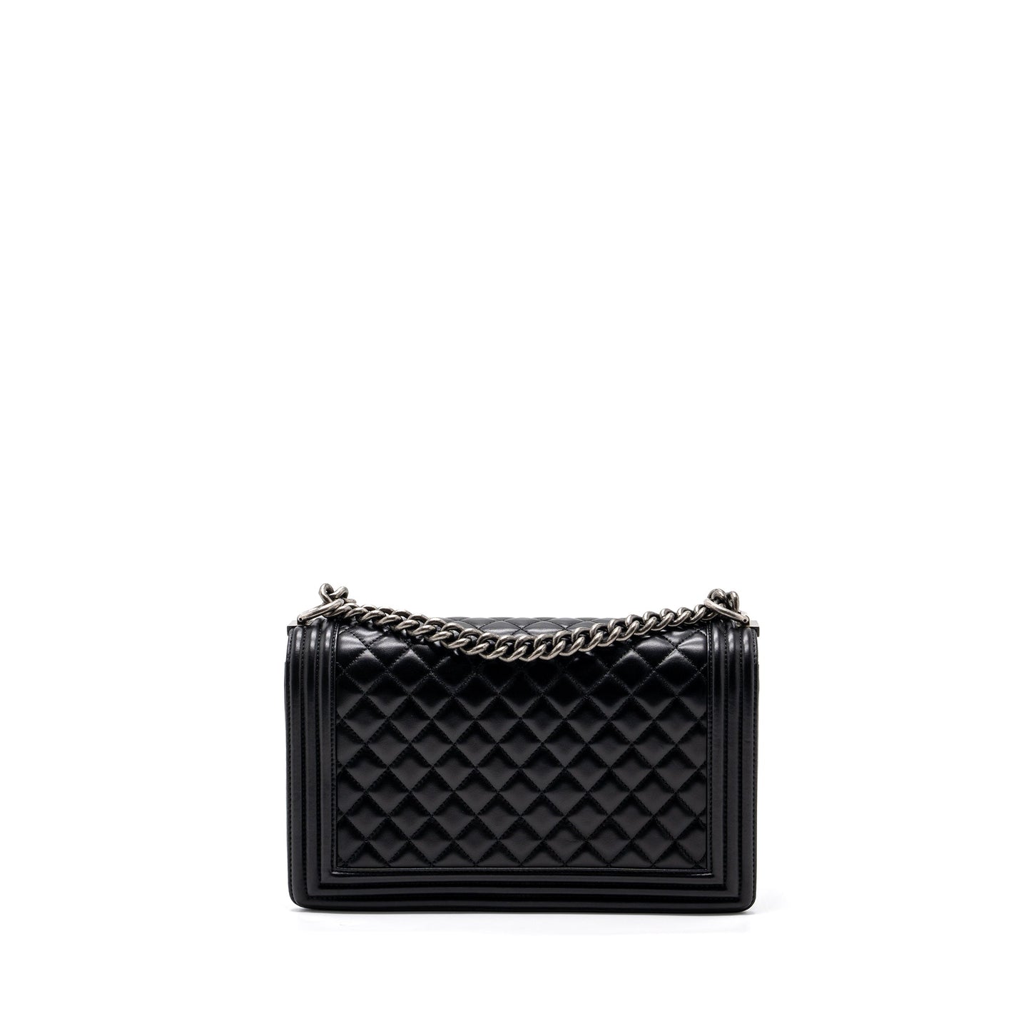 Chanel New Medium Boy Bag Lambskin Black Ruthenium Hardware