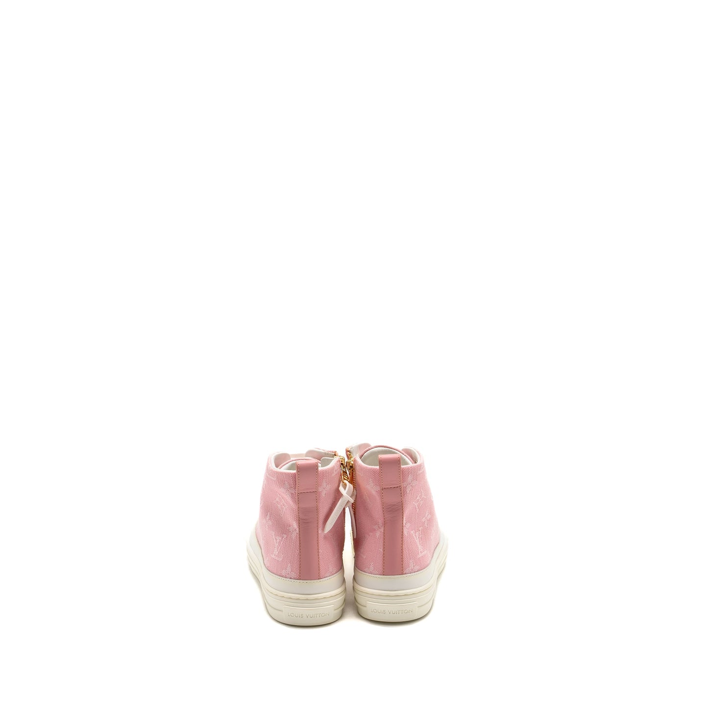 Louis Vuitton Size 36.5 Stellar High Top Sneaker Monogram Denim Pink