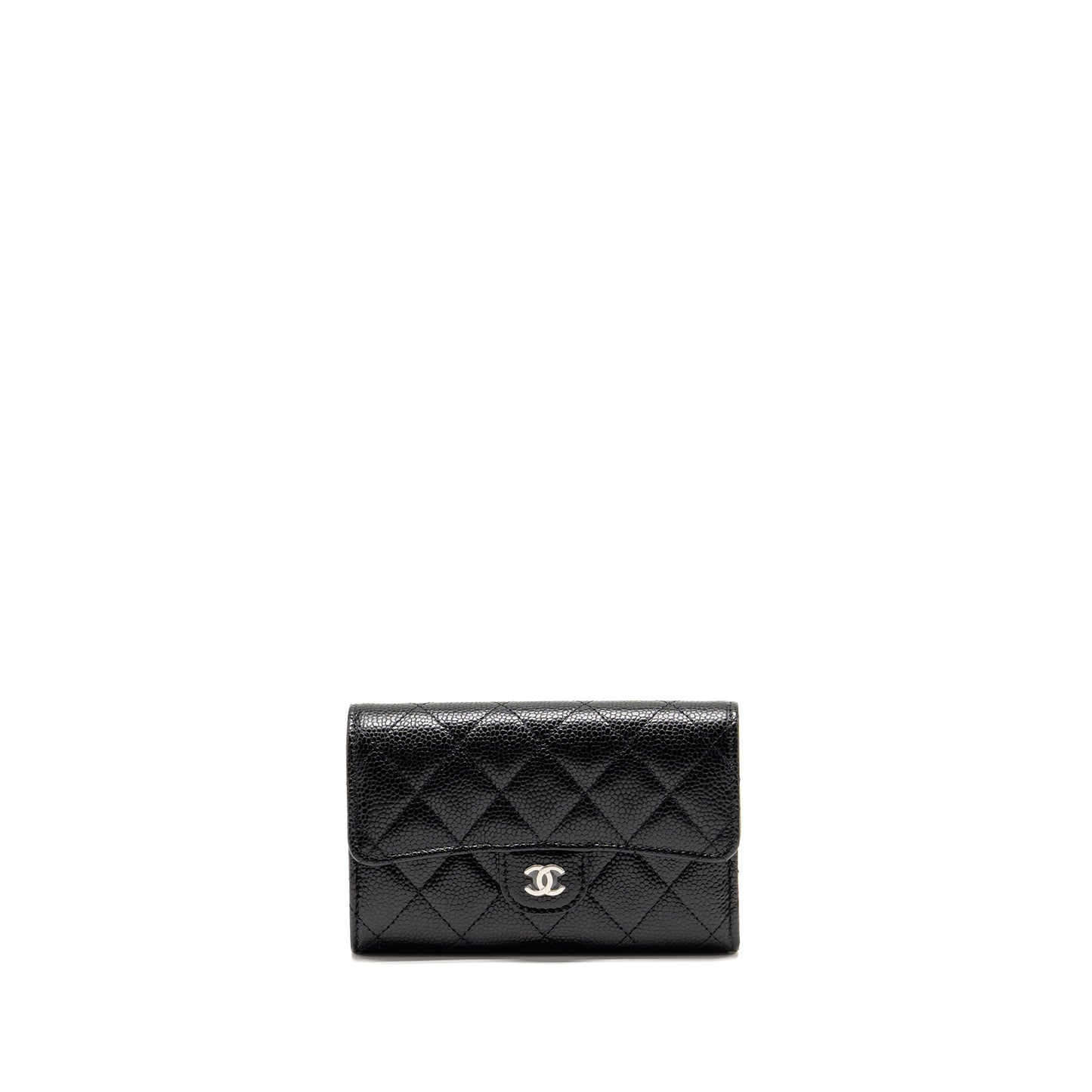 Chanel Classic Flap Wallet Caviar Black SHW (Microchip)