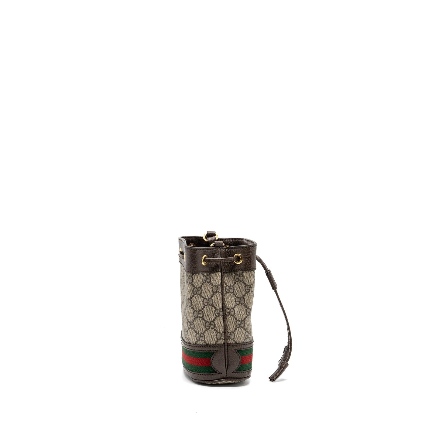 Gucci Ophidia Mini Bucket Purse Beige / Ebony Supreme Canvas