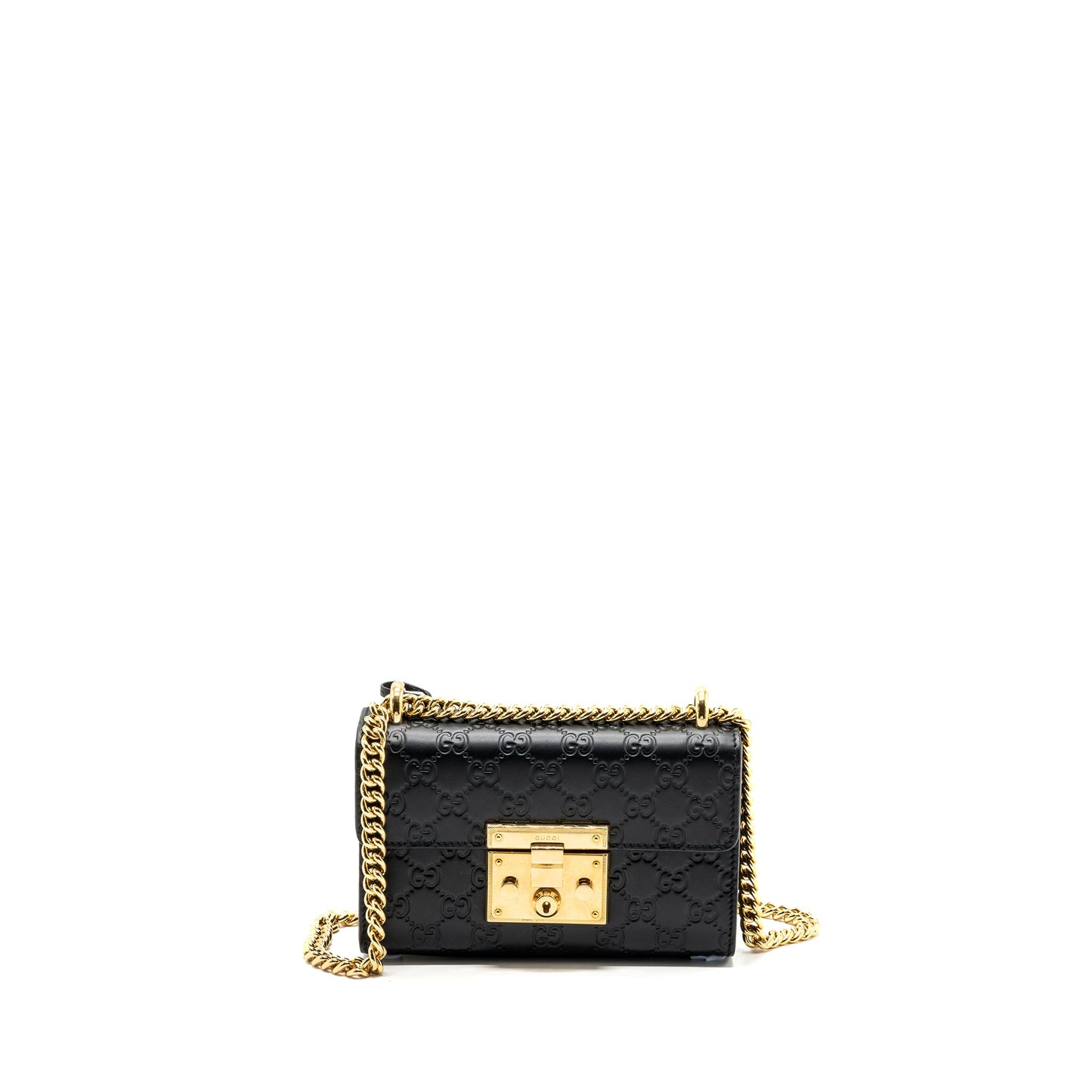 Gucci Small Padlock Chain Purse Calfskin Black