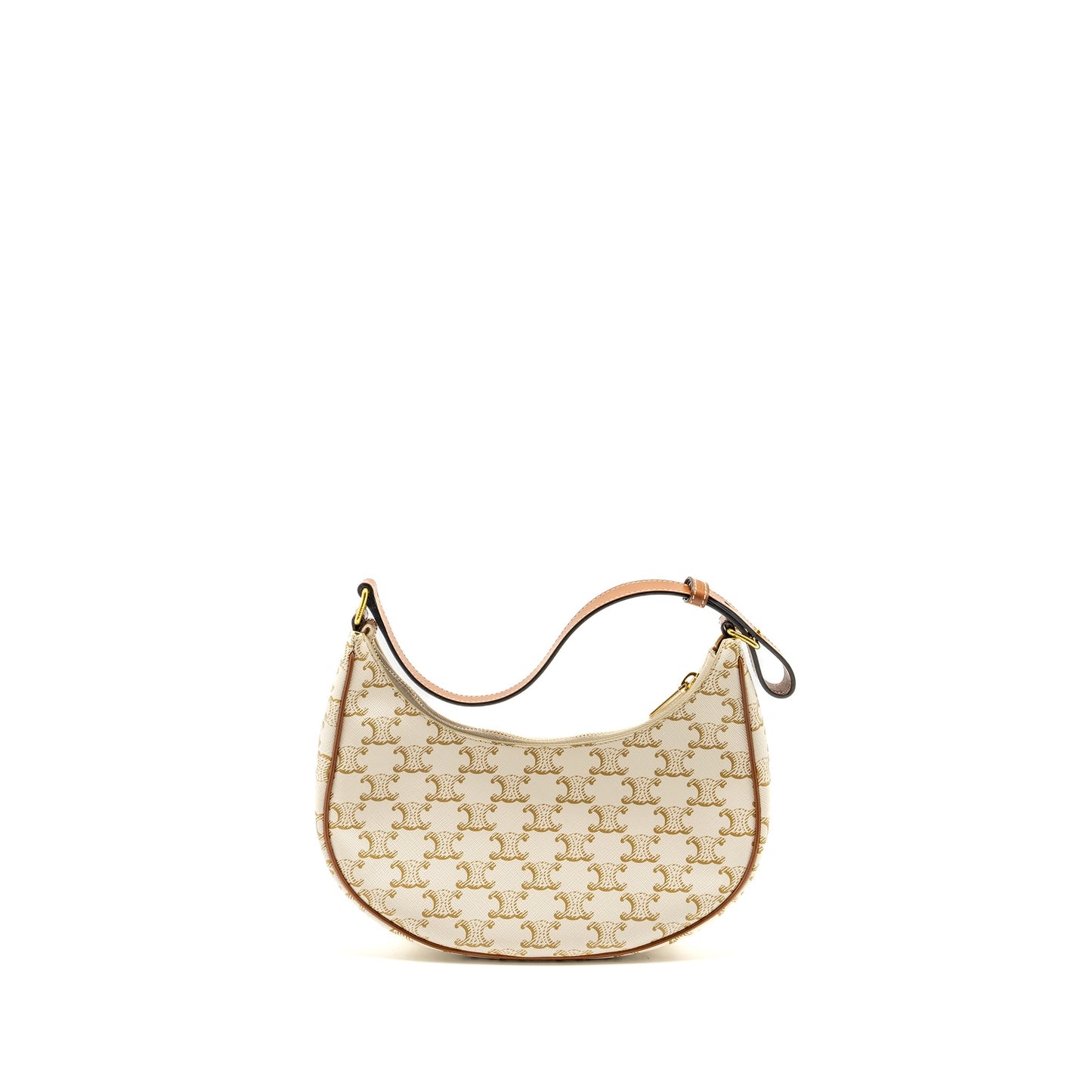 Celine Purse Triomphe Canvas/ Calfskin White / Brown