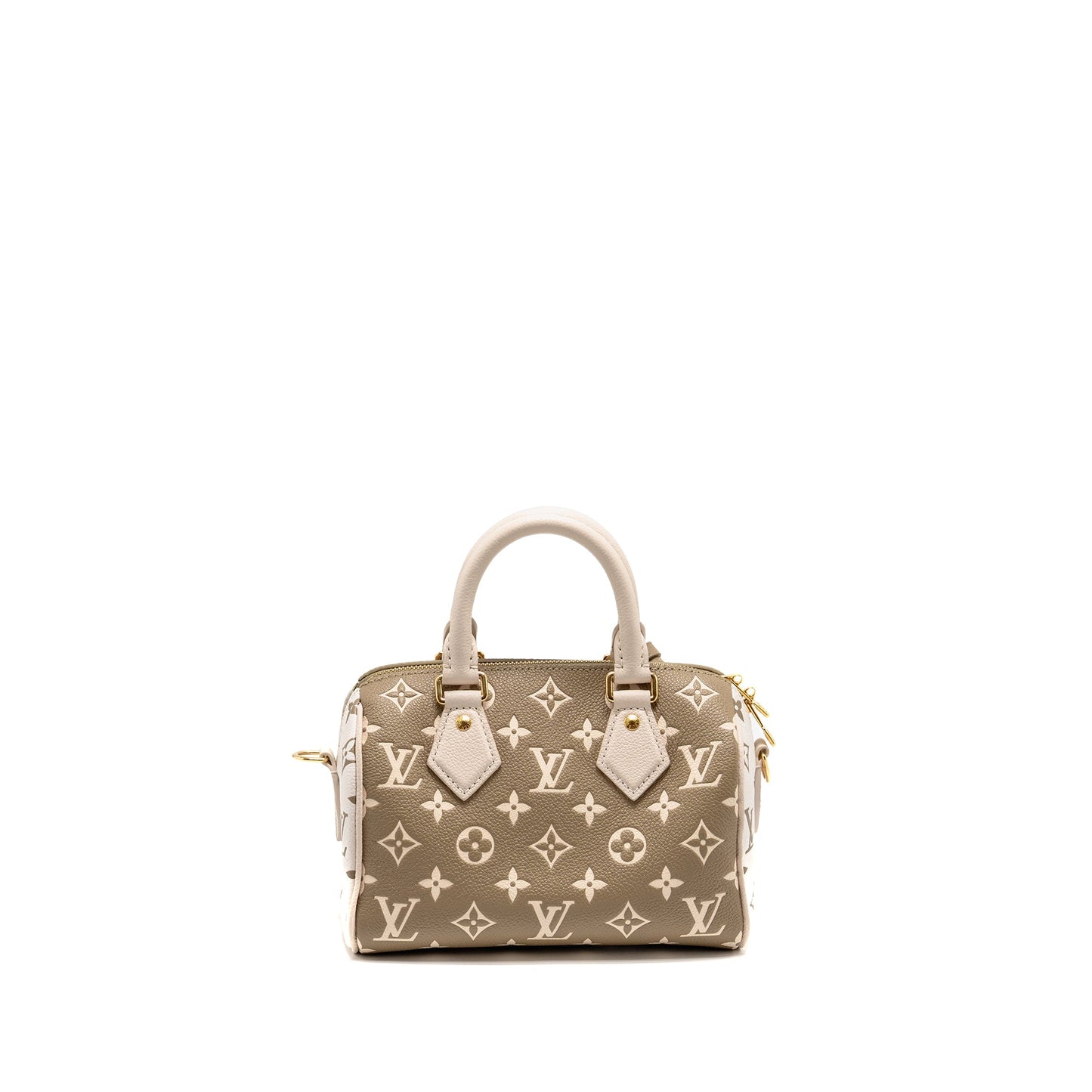 Louis Vuitton Speedy 20 Bandouliere Bicolour Monogram Empreinte Leather Khaki/Beige