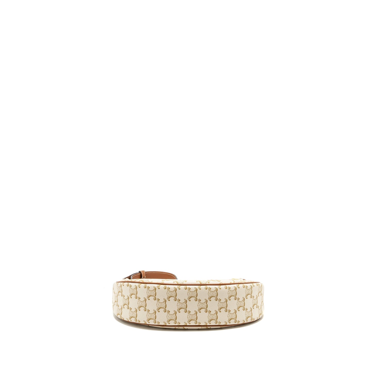 Celine Purse Triomphe Canvas/ Calfskin White / Brown