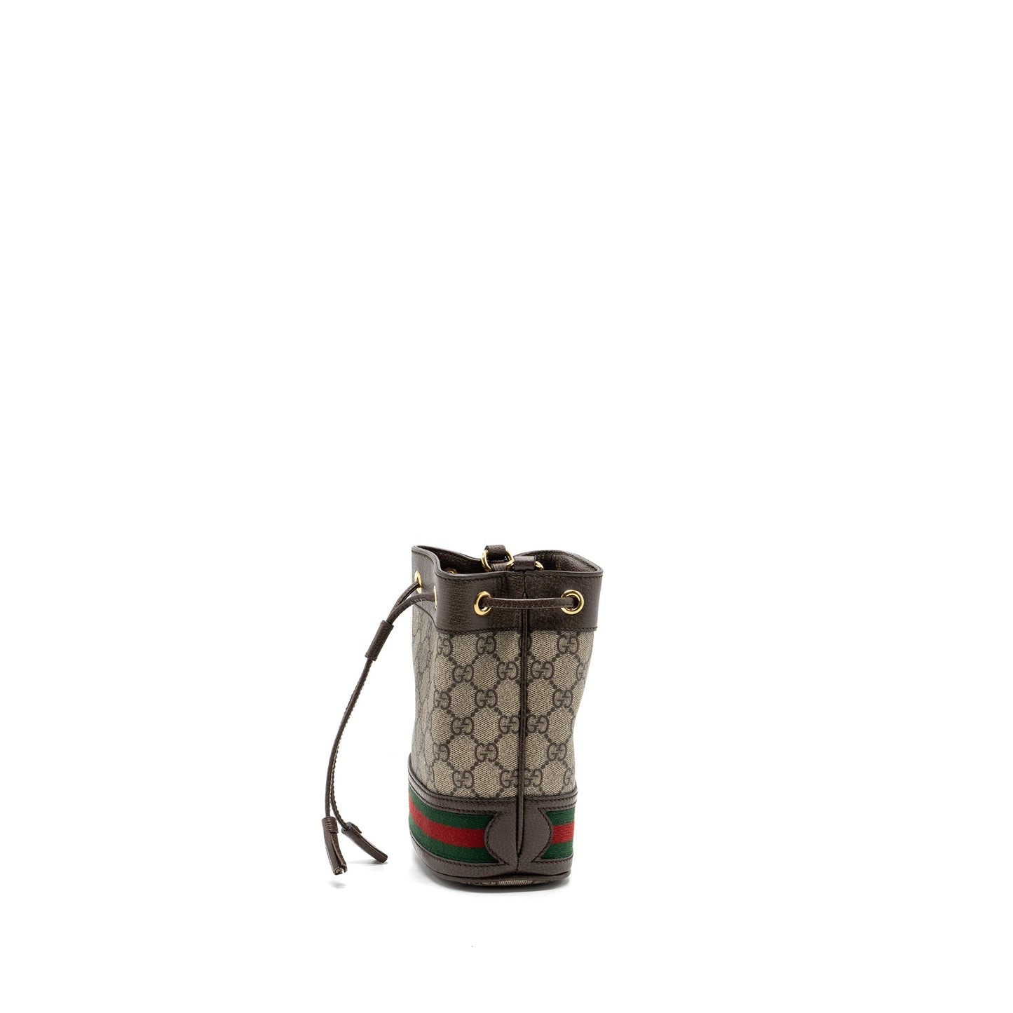 Gucci Ophidia Mini Bucket Purse Beige / Ebony Supreme Canvas