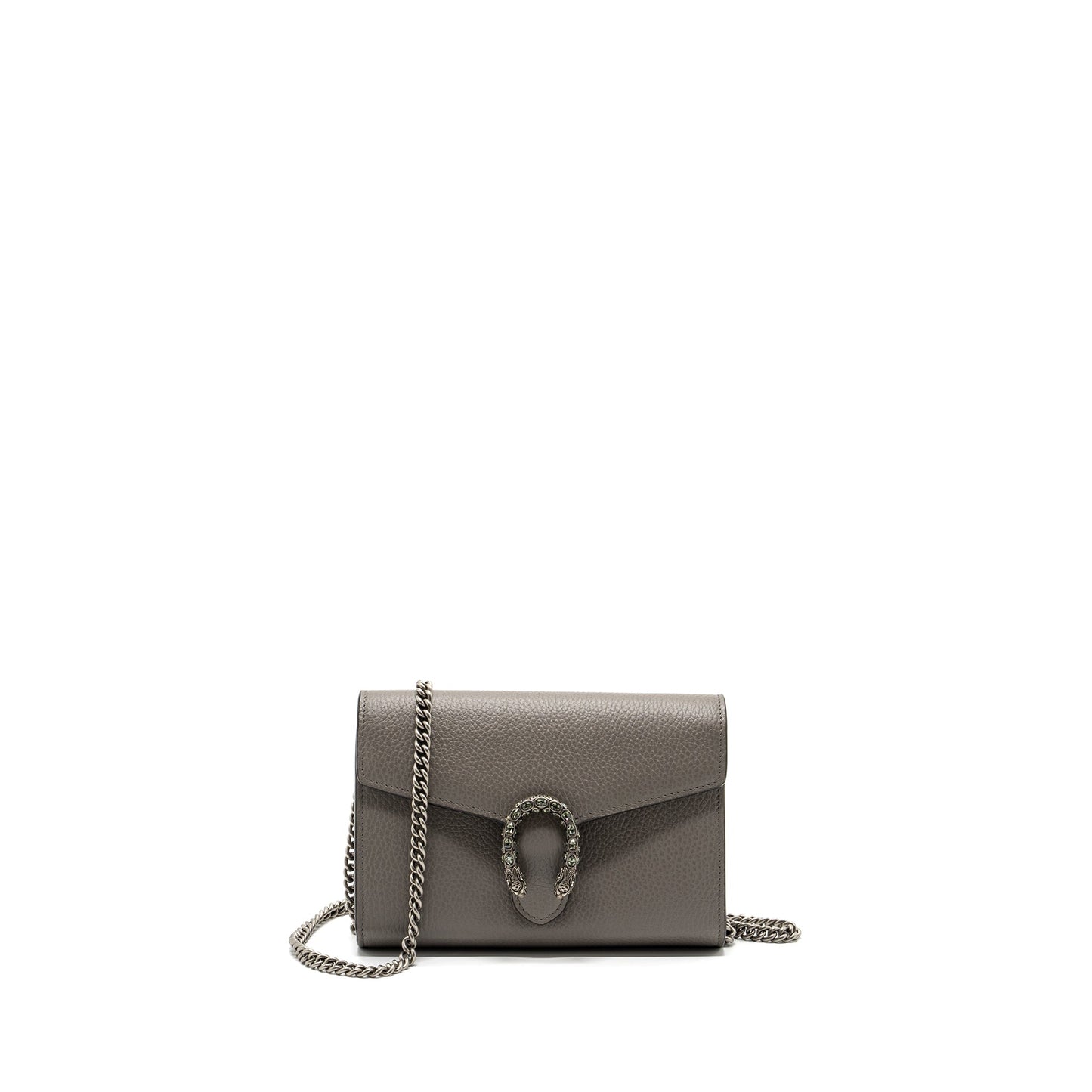 Gucci Dionysus Leather Mini Chain Purse calfskin grey
