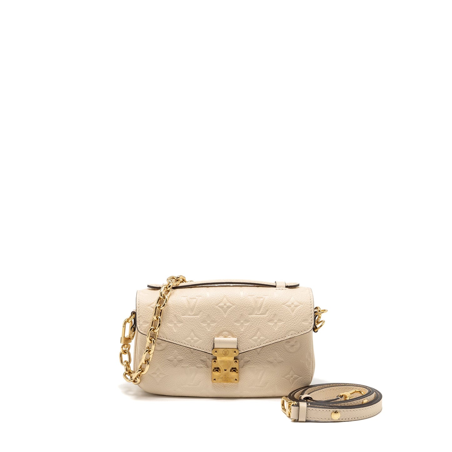 Louis Vuitton Pochette MÃ©tis East West Monogram Empreinte Leather Cream