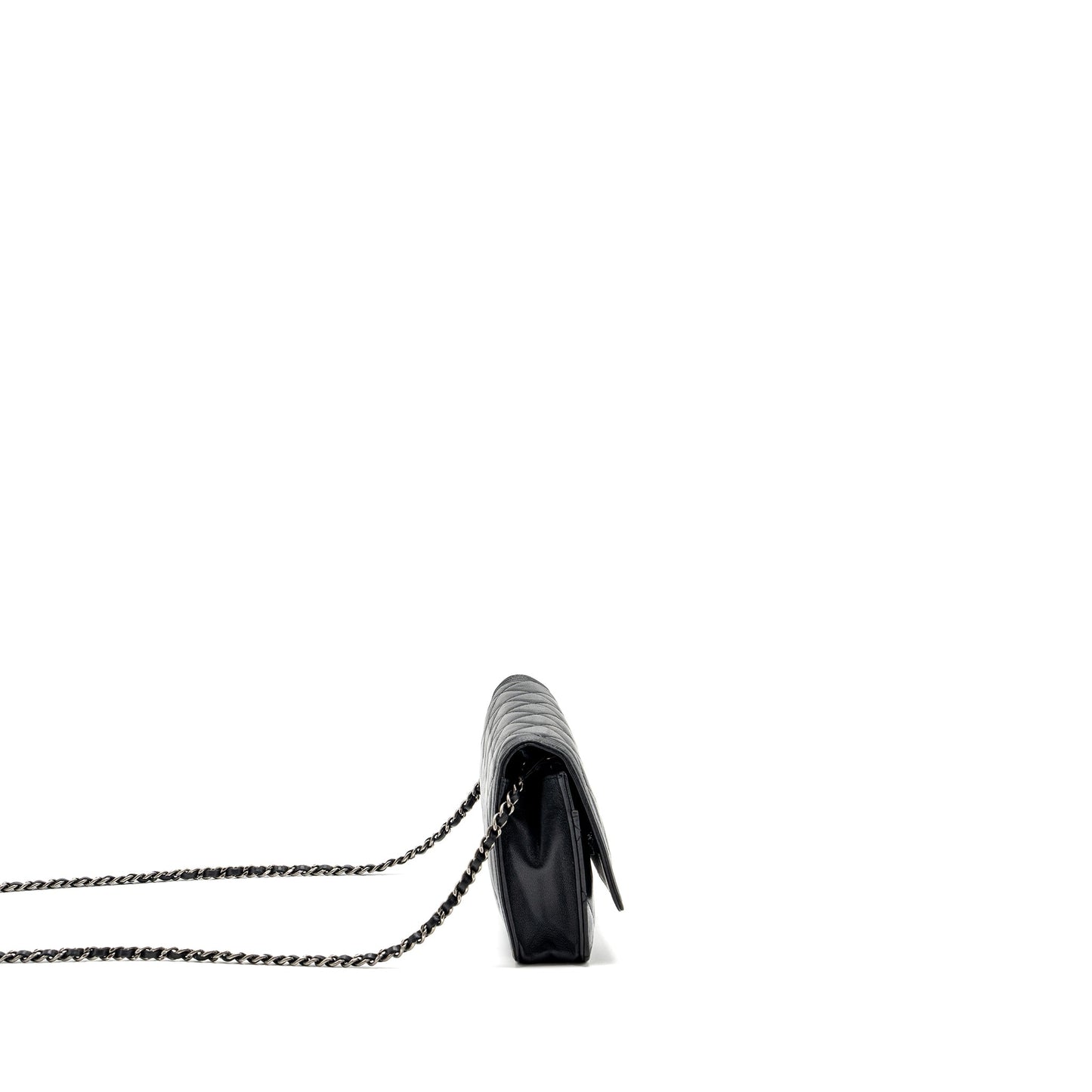 Chanel Boy Wallet On Chain Lambskin Black Ruthenium Hardware