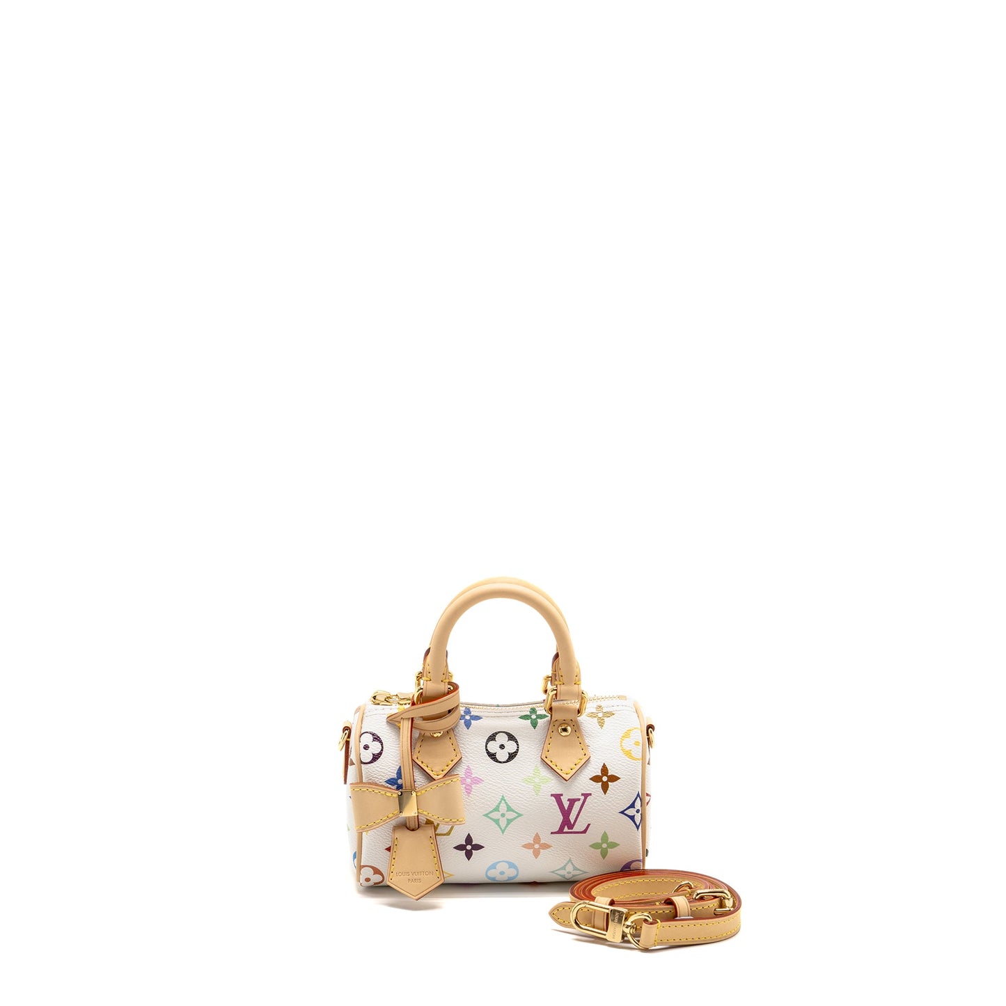 Louis Vuitton x Takashi Murakami Nano Speedy Multicoloured Monogram Canvas White