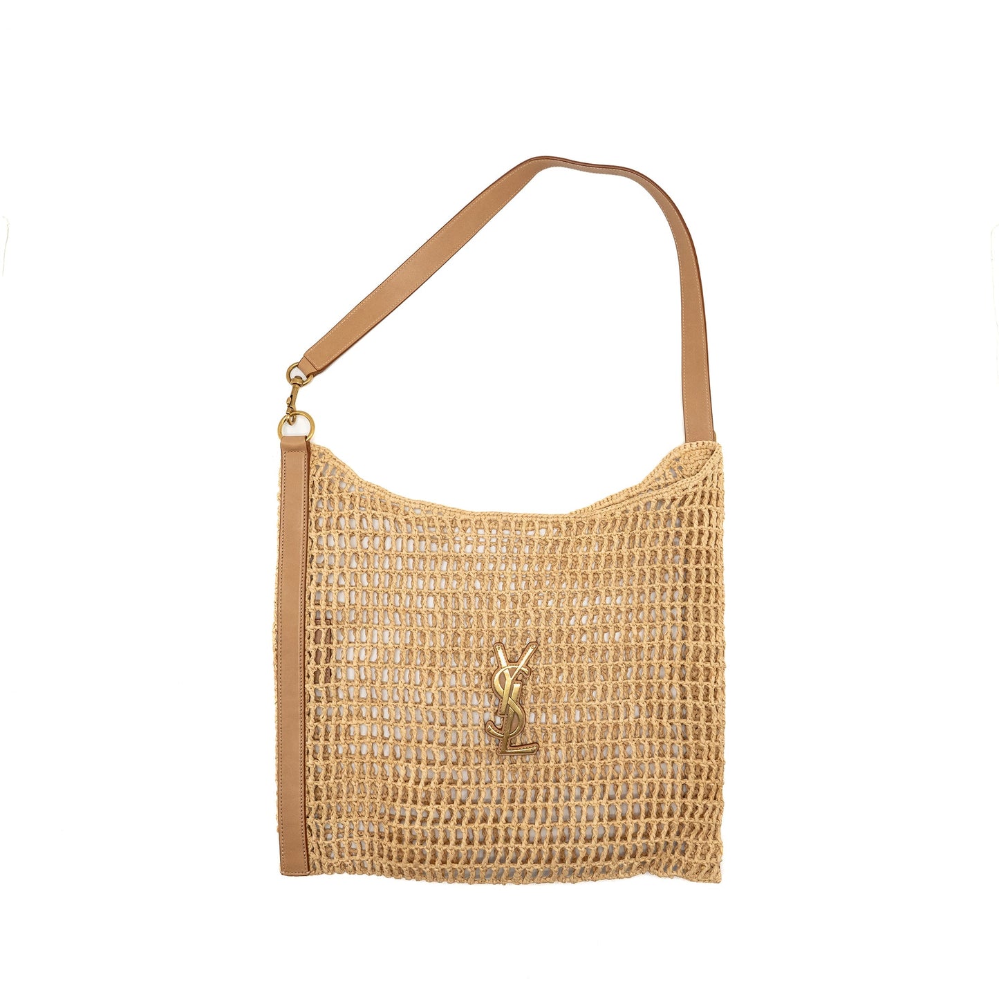 Saint Laurent/ Oxalis Crochet Mini Purse Riffia/Leather Beige