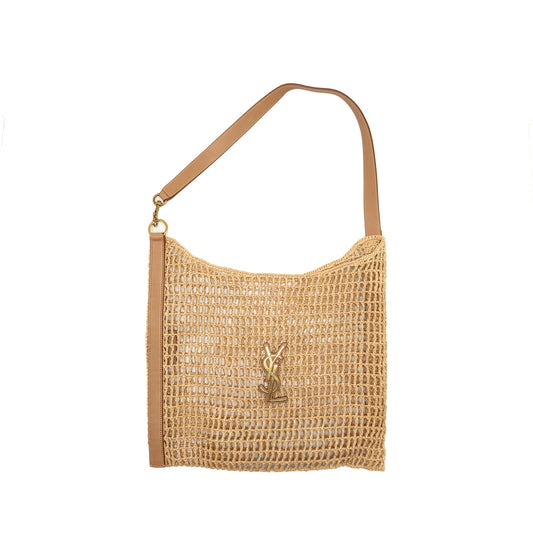 Saint Laurent/ Oxalis Crochet Mini Purse Riffia/Leather Beige