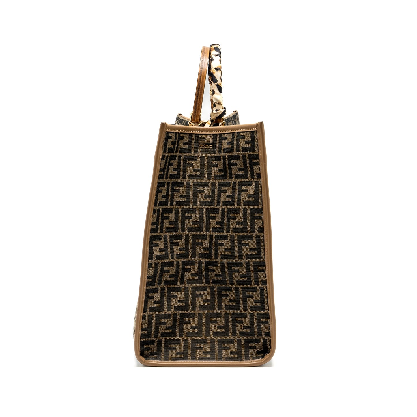 Fendi Sunshine Large Tote Shopper jacquard fabric Brown