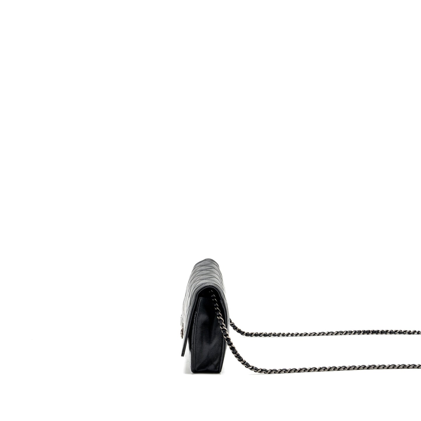Chanel Boy Wallet On Chain Lambskin Black Ruthenium Hardware