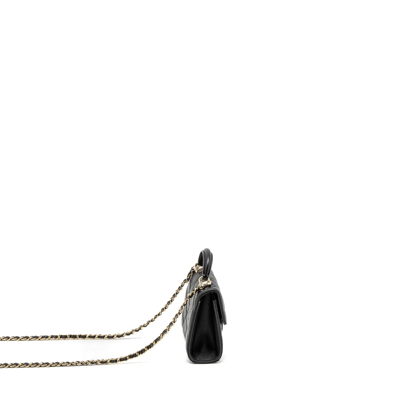 Chanel Top Handle Mini Flap Bag Lambskin Black LGHW (Microchip)