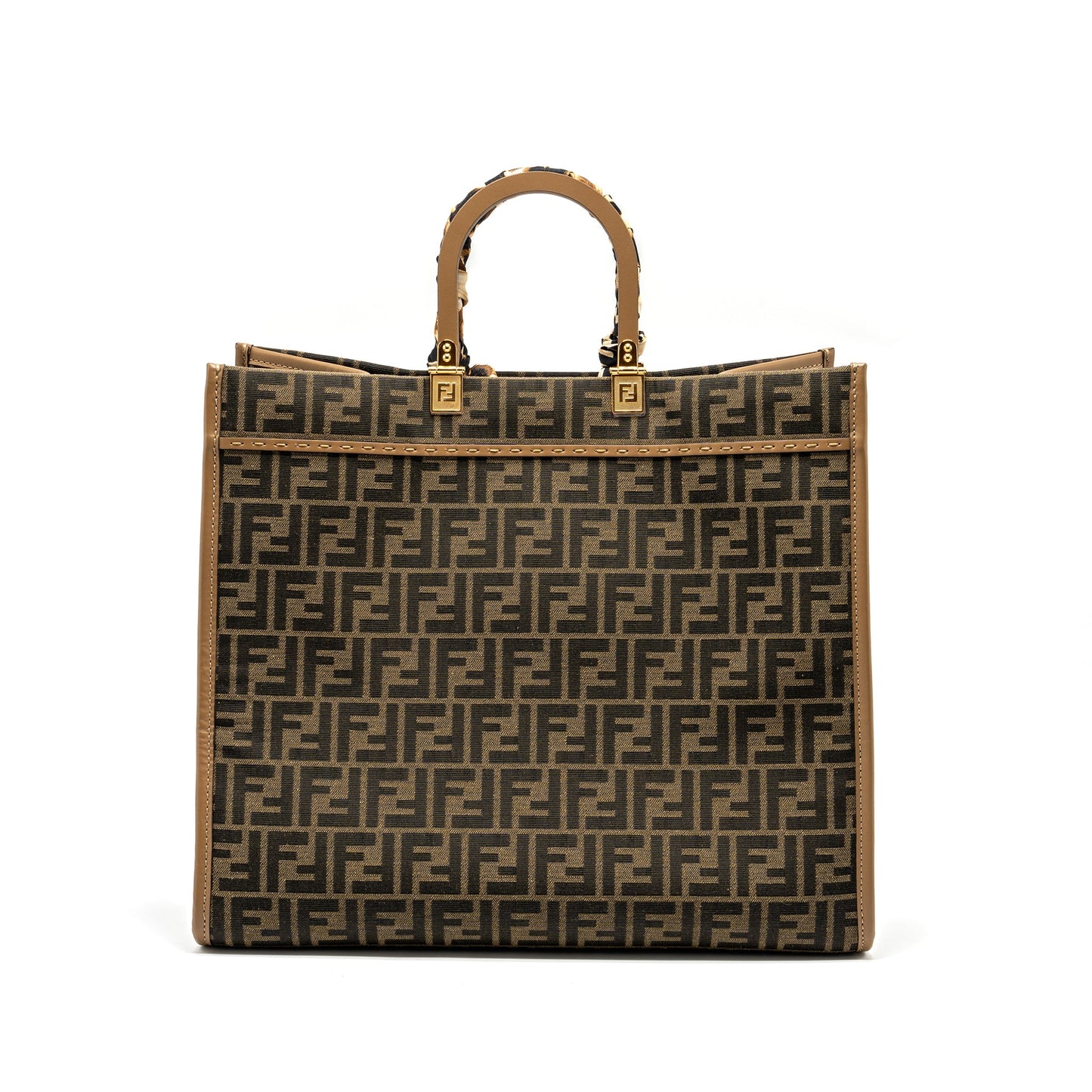 Fendi Sunshine Large Tote Shopper jacquard fabric Brown