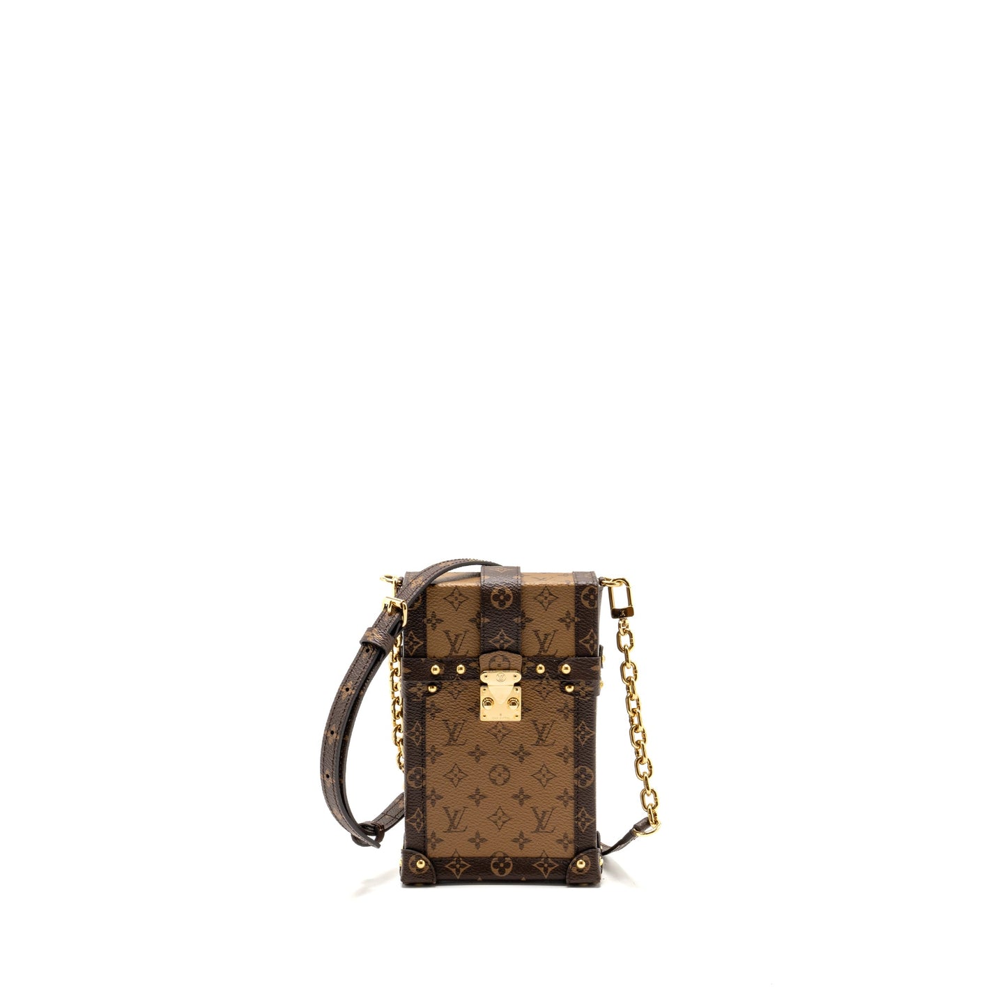Louis Vuitton Vertical Trunk Pochette with Chain Monogram Reverse Canvas