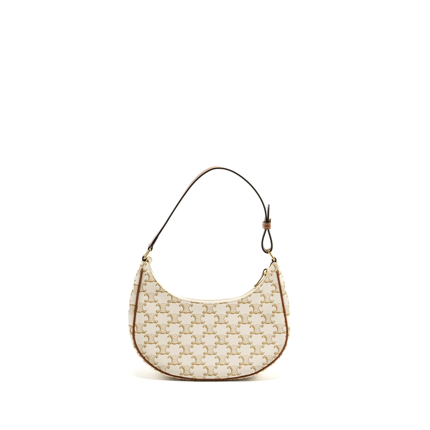 Celine Ava Purse Triomphe Canvas/Calfskin White/Brown