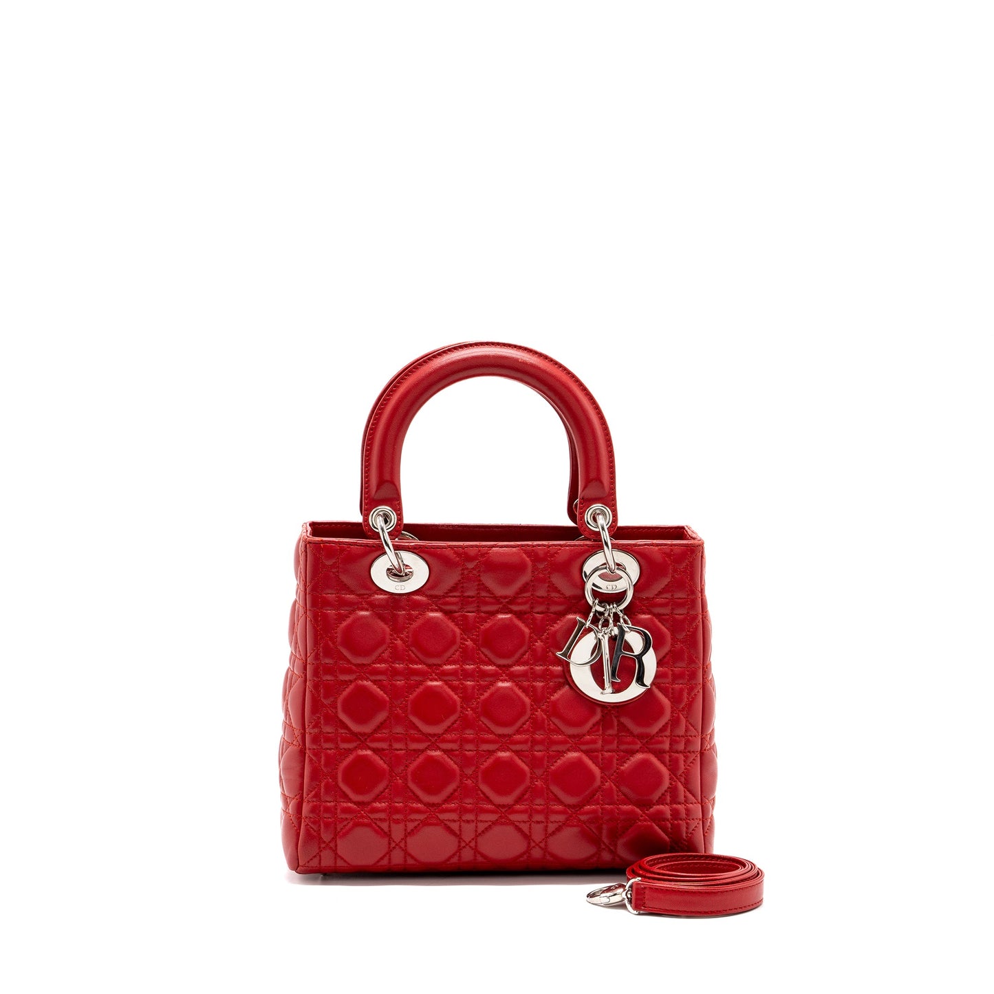Dior Medium lady dior lambskin red