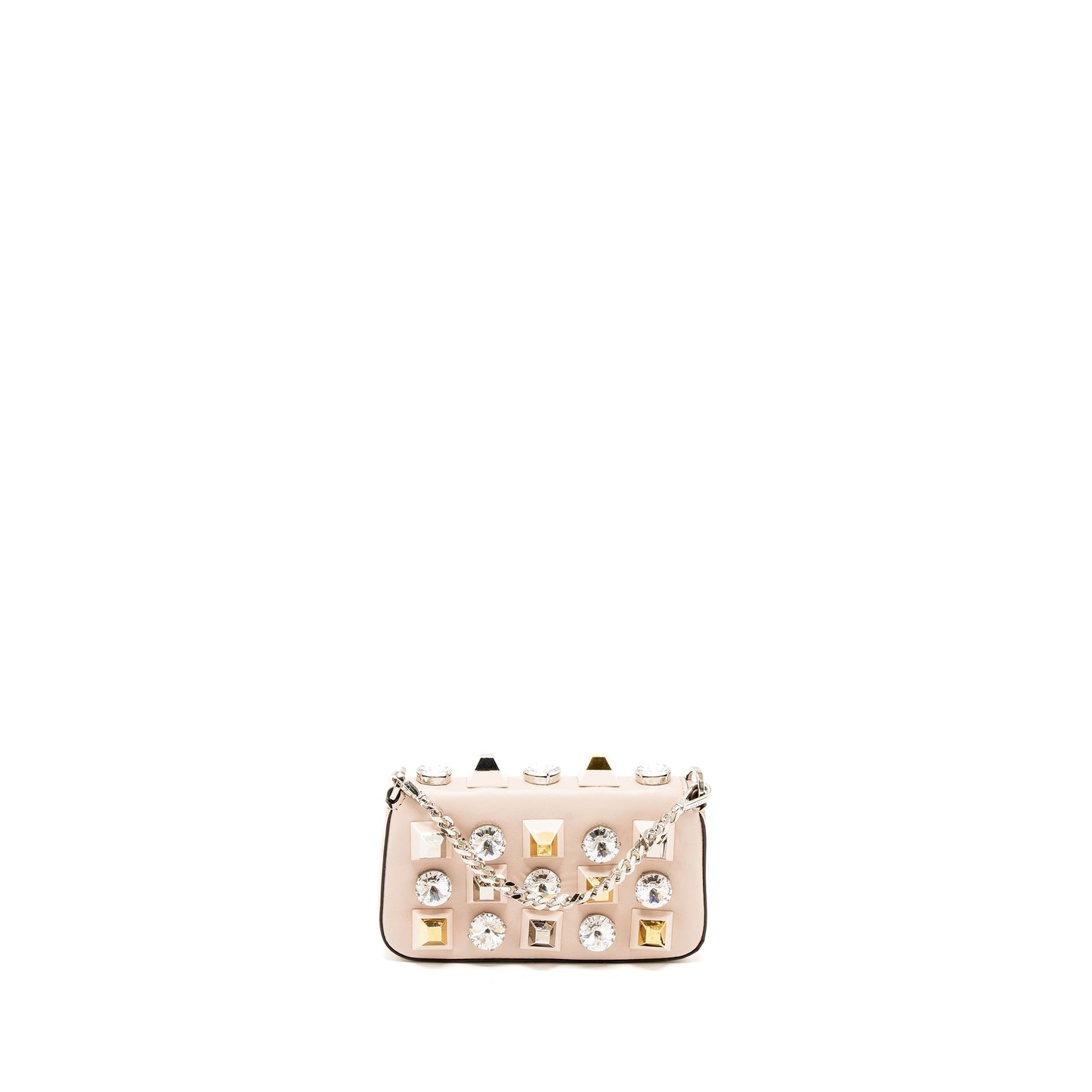 Fendi Mini Flap Clutch with Chain Lambskin Light Pink