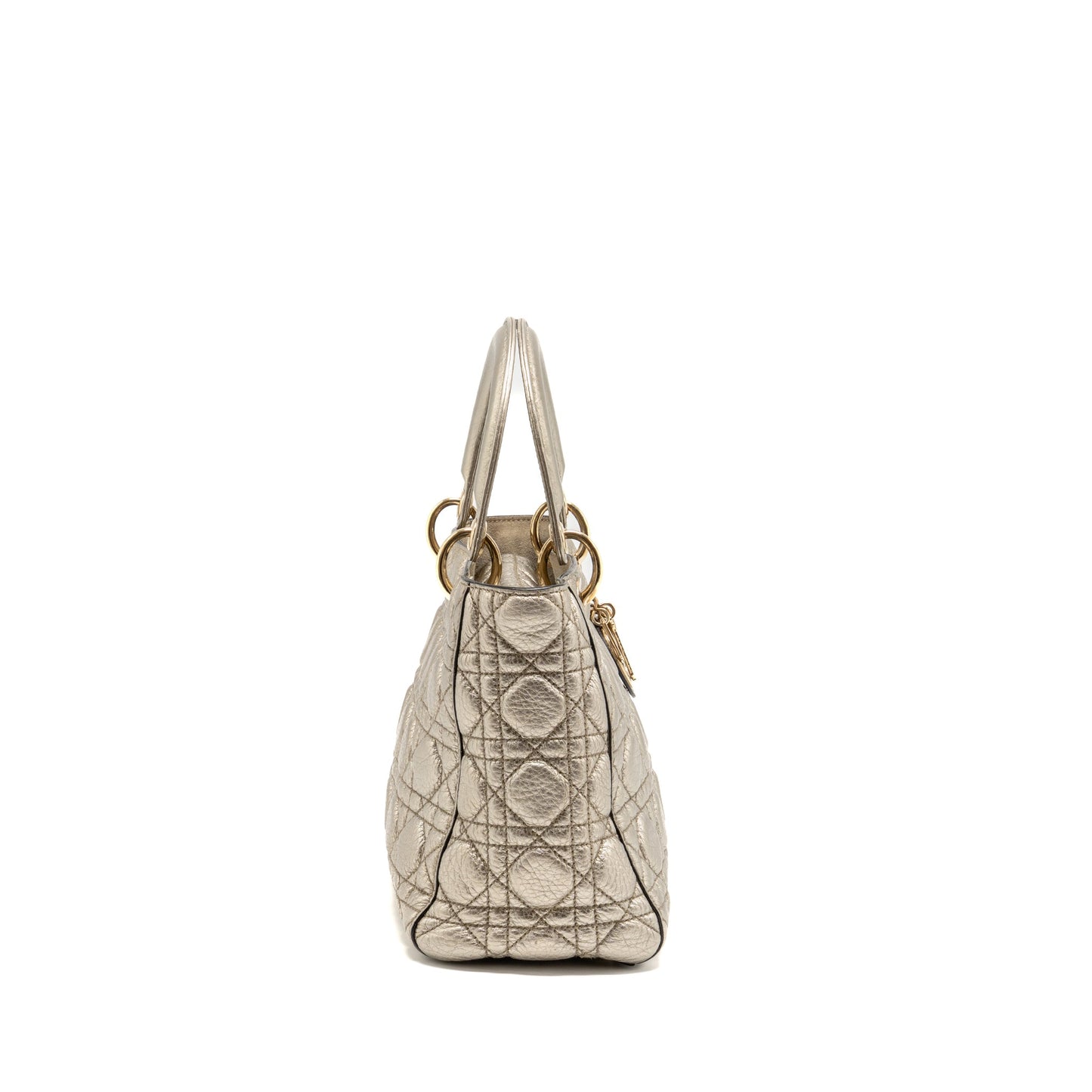 Dior Medium Lady Dior Cannage Calfskin Metallic Gold