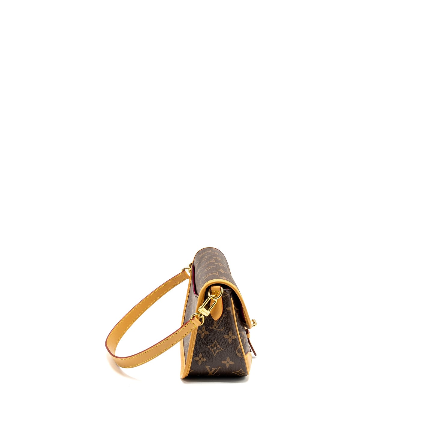 Louis Vuitton Diane Purse With Fuchsia Strap Monogram Canvas