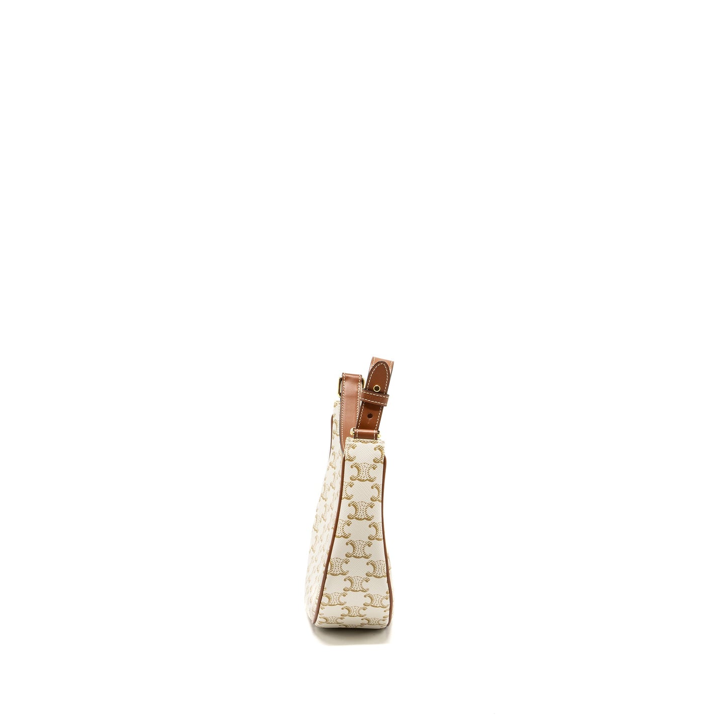 Celine Ava Purse Triomphe Canvas/Calfskin White/Brown