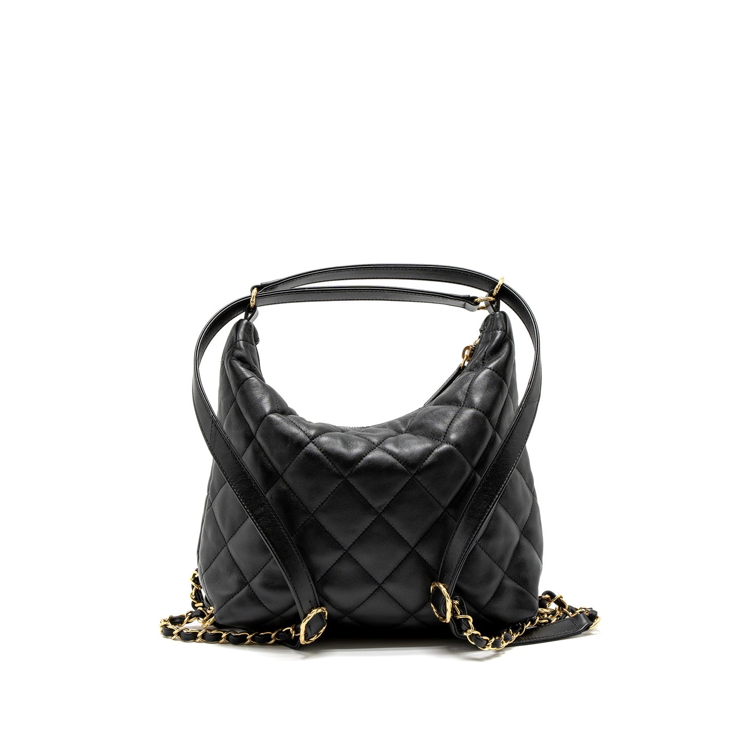 Chanel 22B Hobo Bag Lambskin Black Brushed GHW (Microchip)