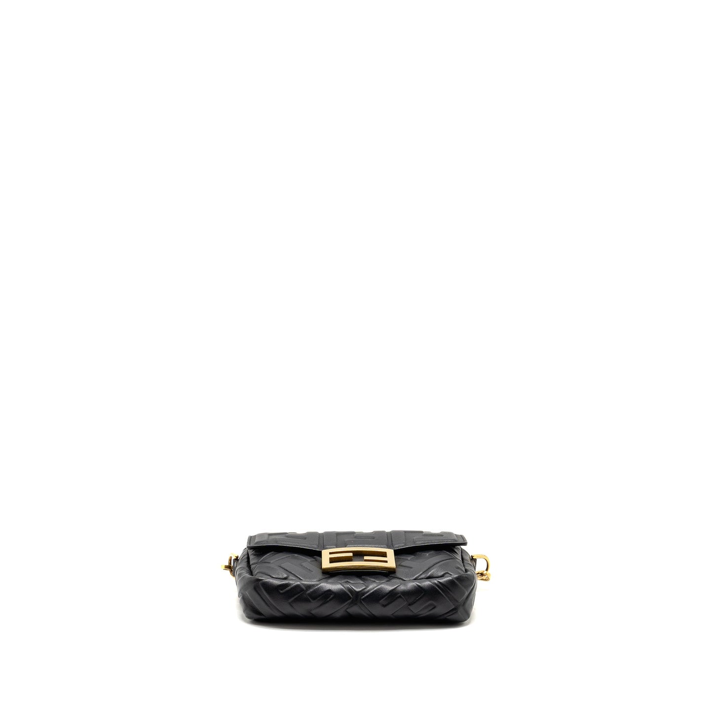 Fendi Mini Baguette Purse Motif Nappa Leather Black