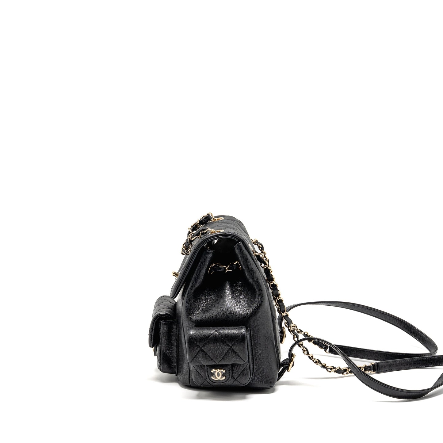 Chanel Triple Pocket Backpack Caviar Black LGHW (microchip)