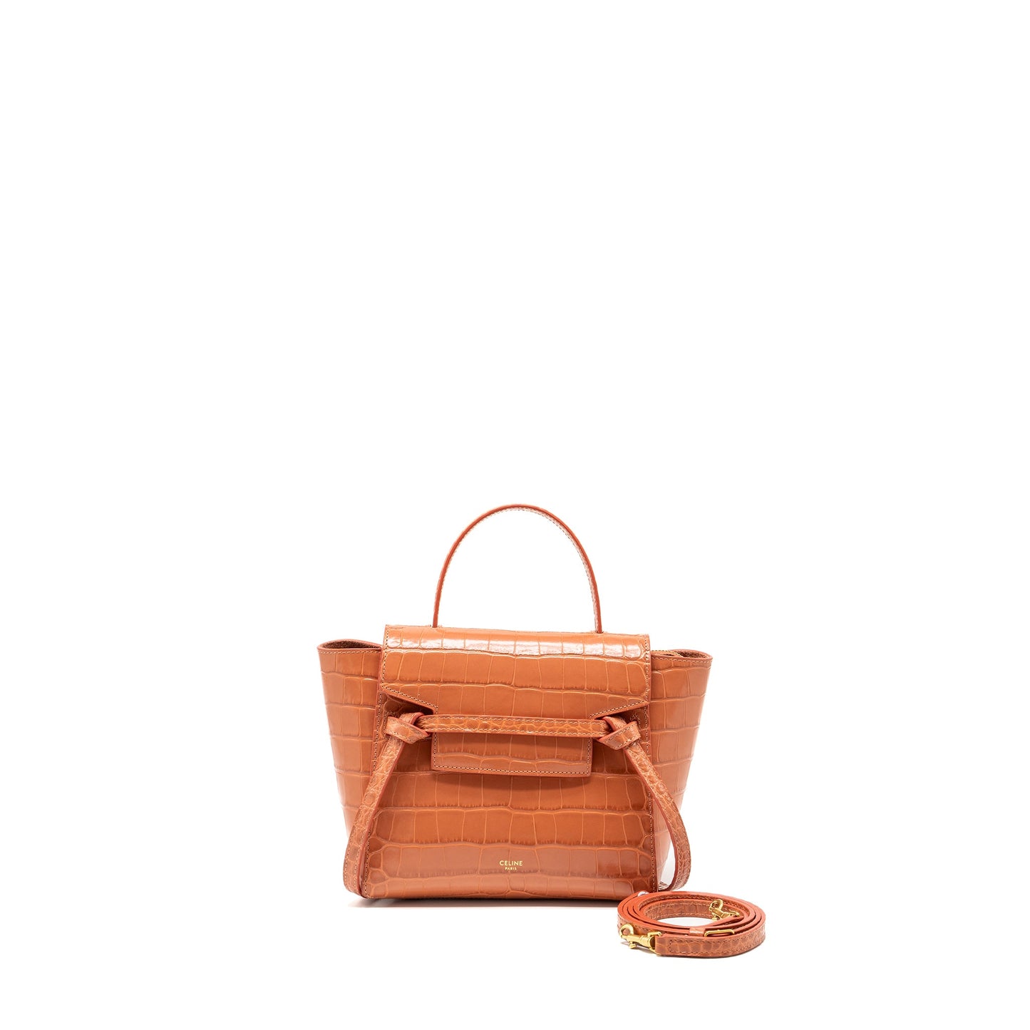 Celine Nano Belt Purse Crocodile-Embossed calfskin Lychee pink