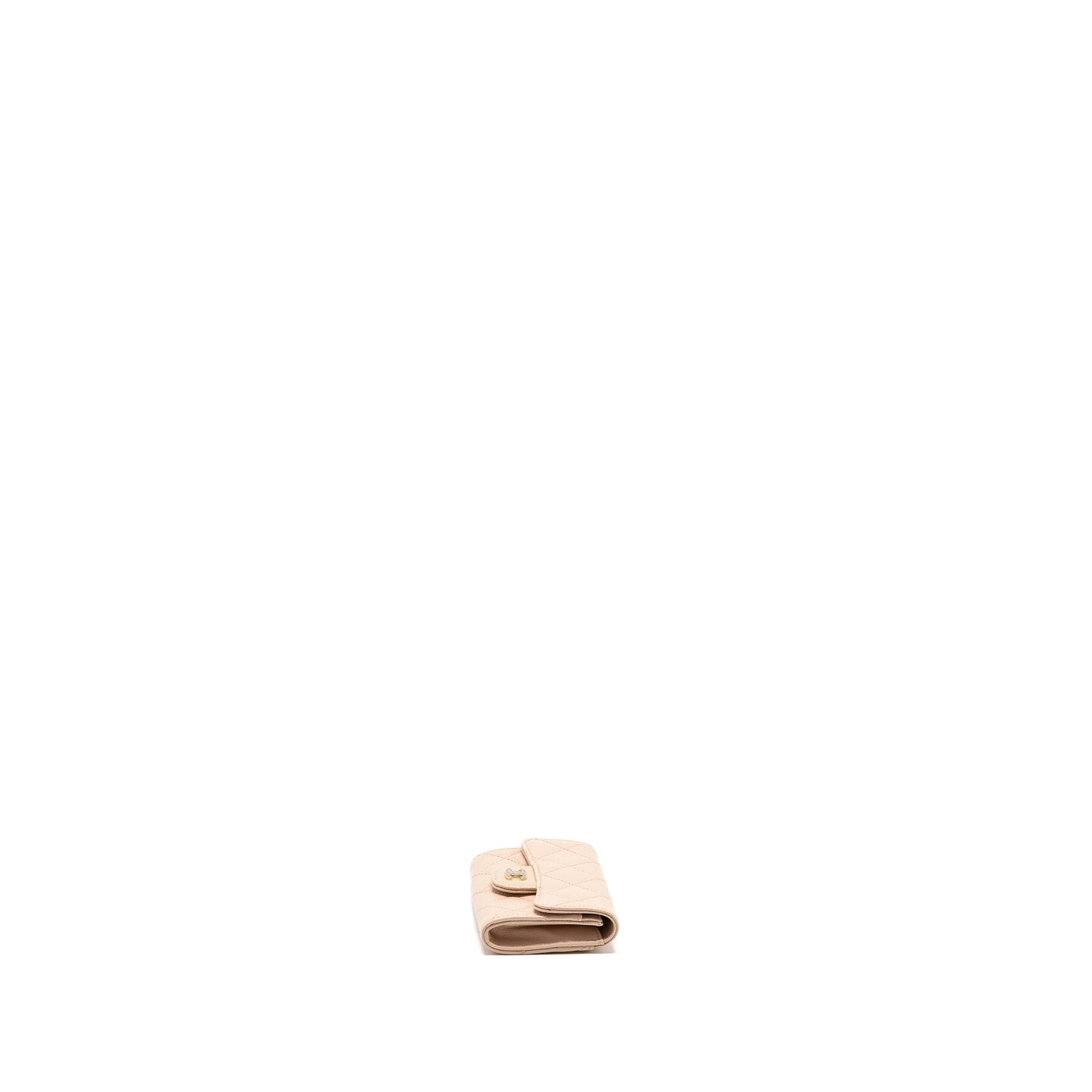 Chanel classic flap card holder caviar light beige LGHW