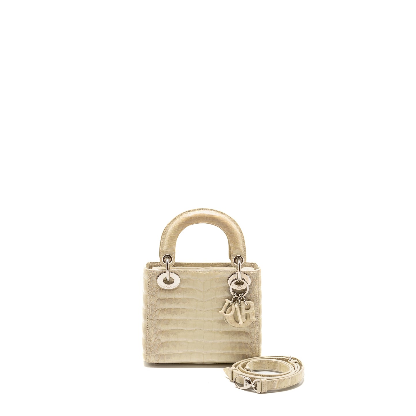 Mini Lady Dior Himalayan Crocodile White