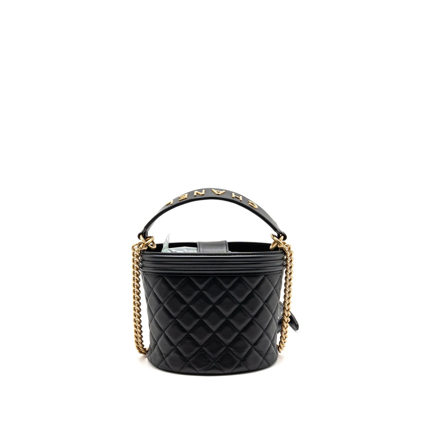 Chanel Top Handle Boy Bucket Bag Lambskin Black GHW