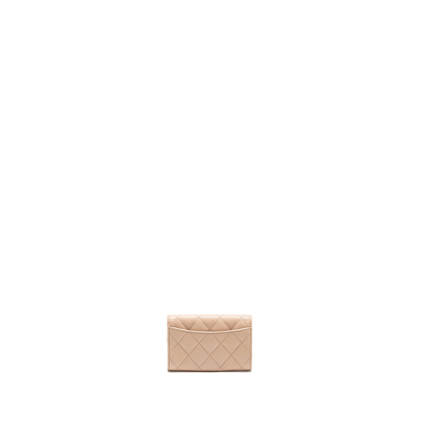 Chanel classic flap card holder caviar light beige LGHW