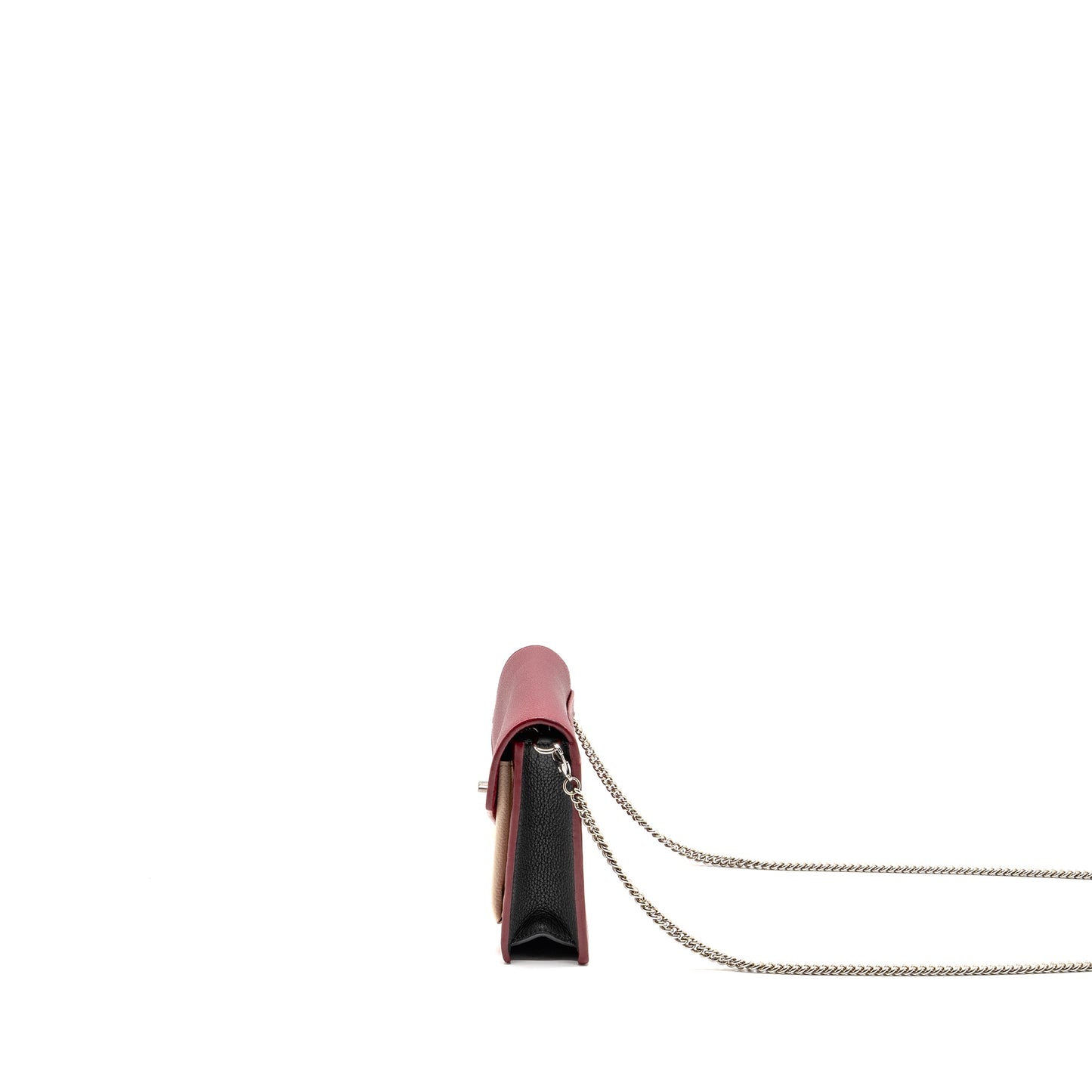 Louis Vuitton Mylockme chain pochette calfskin multicolor dark red/ beige/ grey