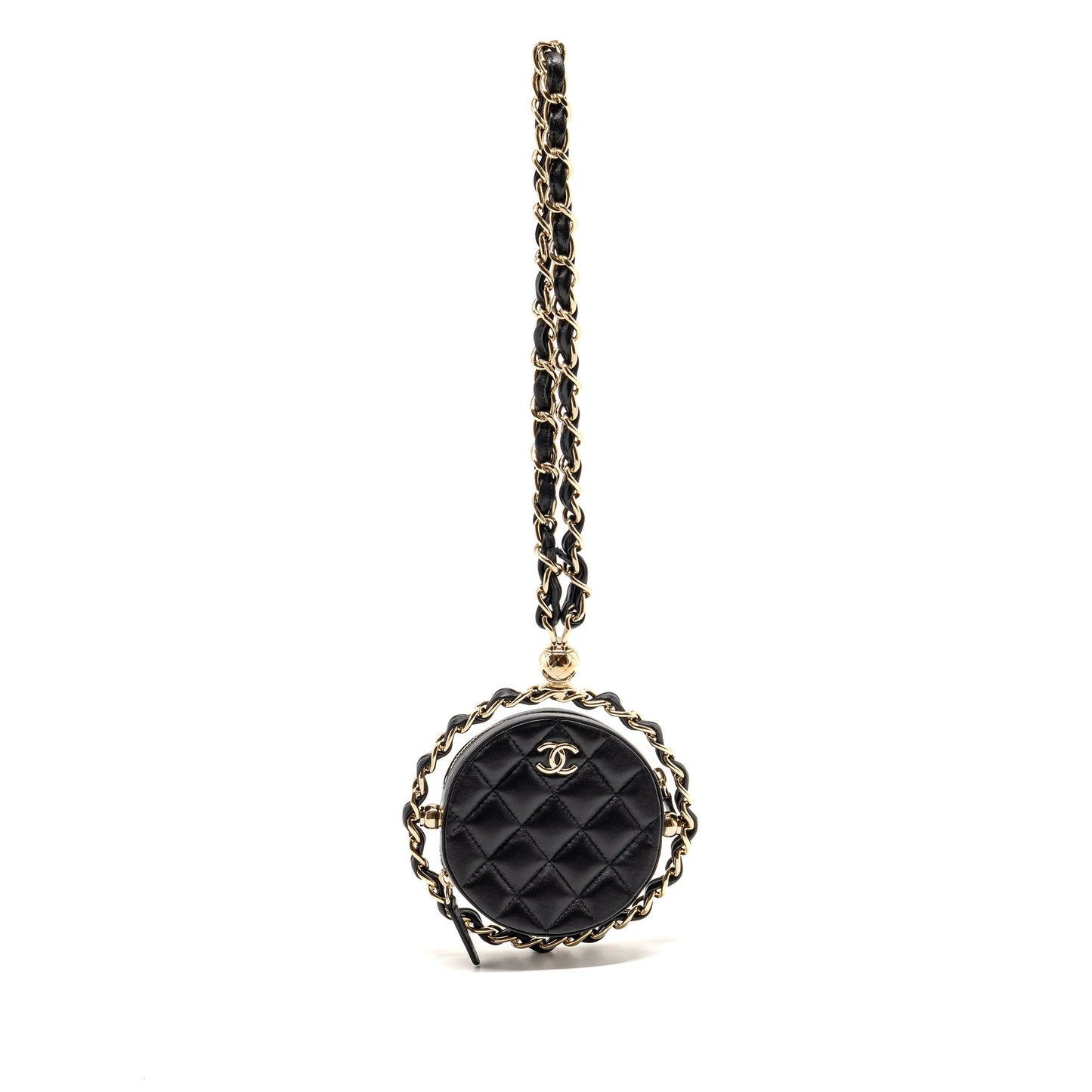 Chanel 22C Round Clutch with Chain Lambskin Black LGHW